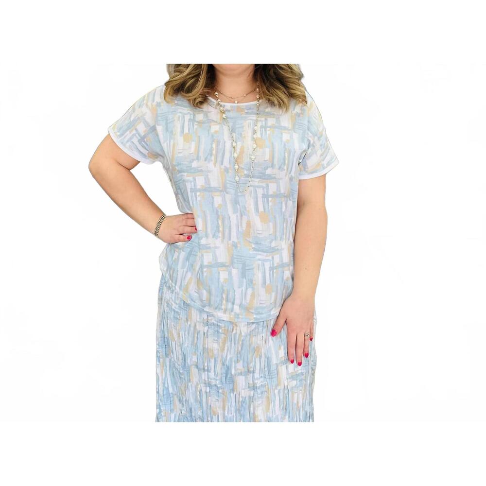 NEW ETHYL tee shirt style blouse in multi